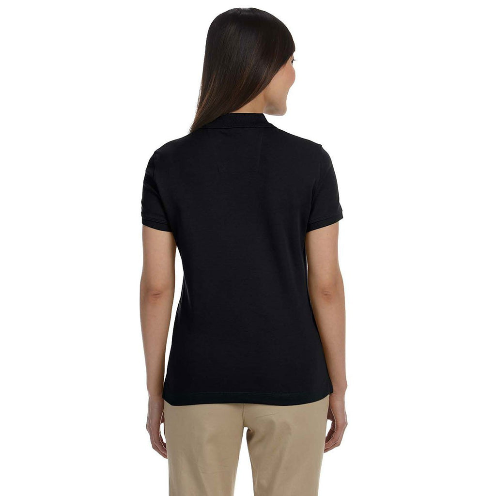 Devon & Jones Women's Black Solid Perfect Pima Interlock Polo