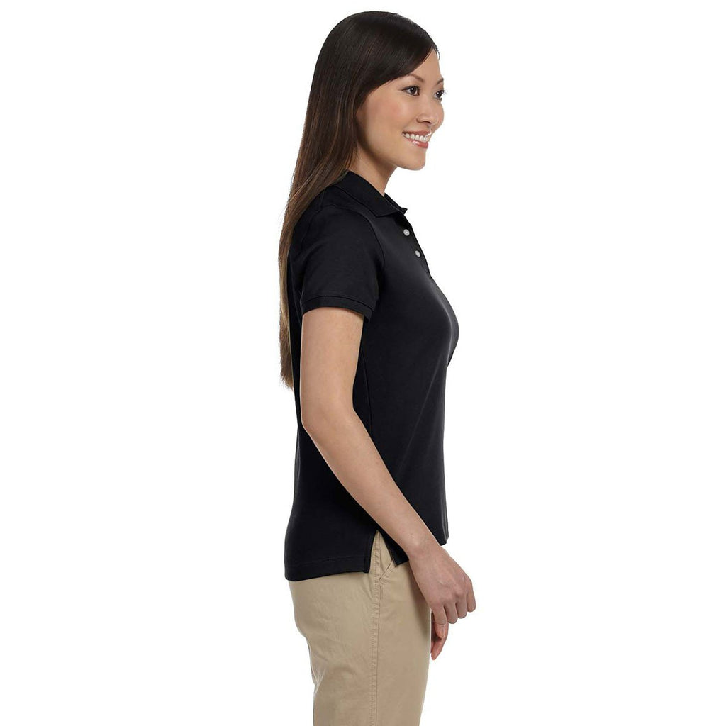 Devon & Jones Women's Black Solid Perfect Pima Interlock Polo