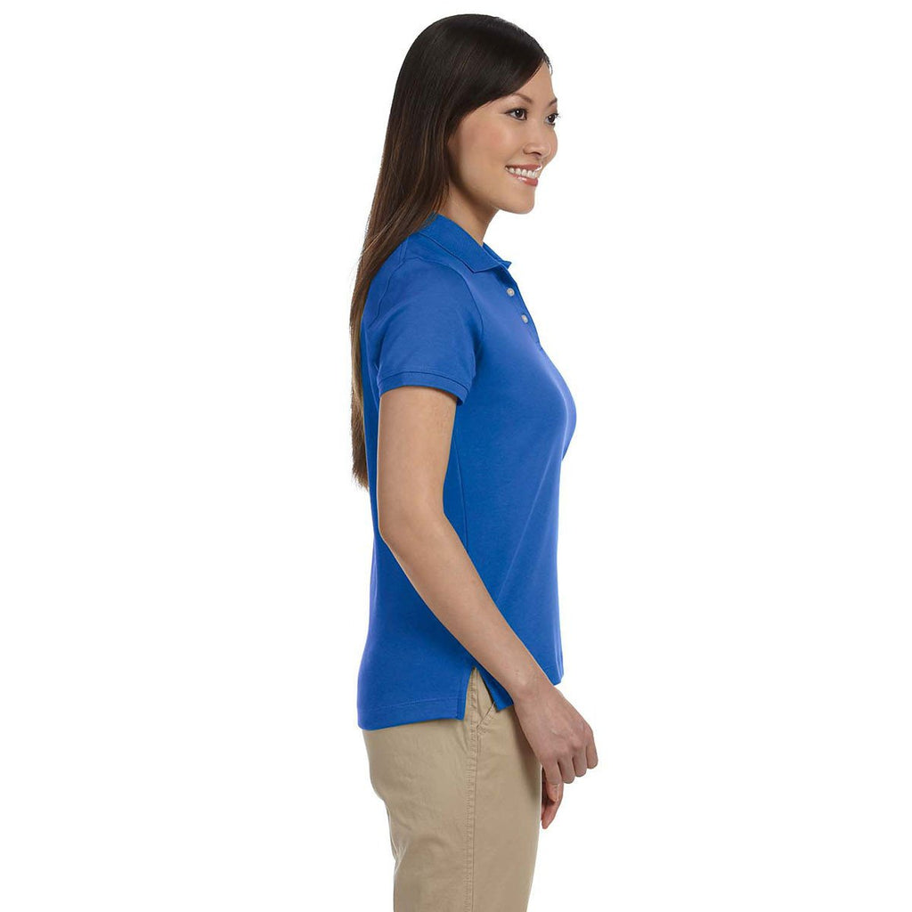 Devon & Jones Women's French Blue Solid Perfect Pima Interlock Polo