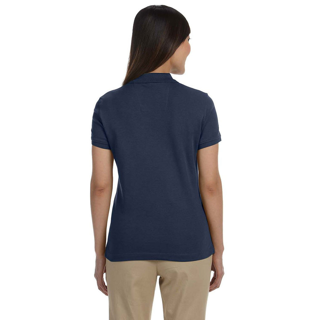 Devon & Jones Women's Navy Solid Perfect Pima Interlock Polo