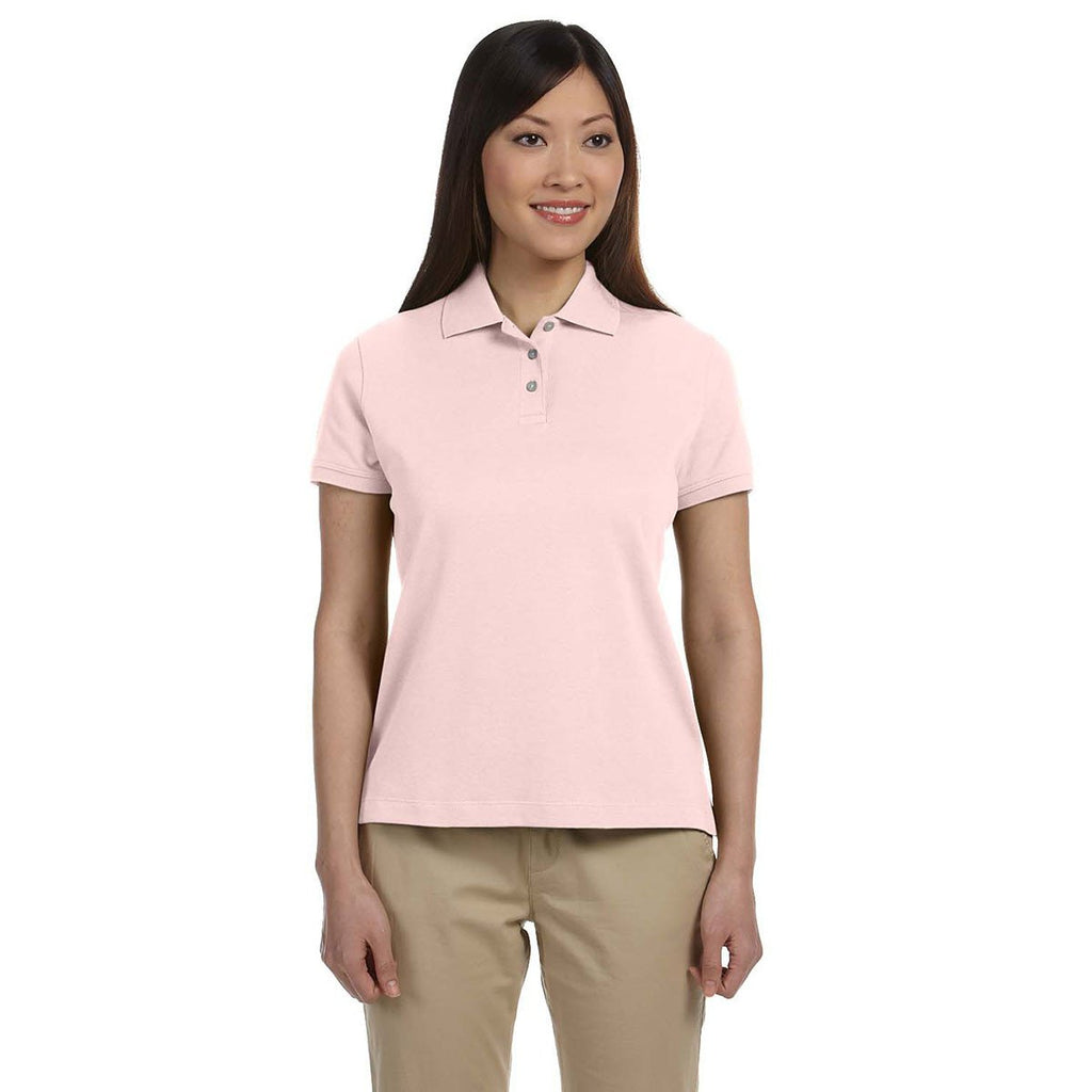 Devon & Jones Women's Pink Solid Perfect Pima Interlock Polo