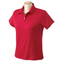 Devon & Jones Women's Red Solid Perfect Pima Interlock Polo