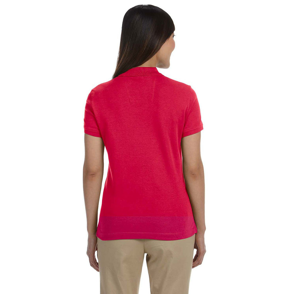 Devon & Jones Women's Red Solid Perfect Pima Interlock Polo