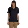 Devon & Jones Women's Black/White Tipped Perfect Pima Interlock Polo