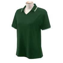 Devon & Jones Women's Forest/Creme Tipped Perfect Pima Interlock Polo