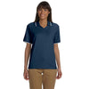 Devon & Jones Women's Navy/White Tipped Perfect Pima Interlock Polo