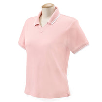 Devon & Jones Women's Pink/White Tipped Perfect Pima Interlock Polo