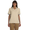 Devon & Jones Women's Stone/Navy Tipped Perfect Pima Interlock Polo