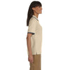 Devon & Jones Women's Stone/Navy Tipped Perfect Pima Interlock Polo