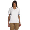 Devon & Jones Women's White/Navy Tipped Perfect Pima Interlock Polo