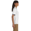 Devon & Jones Women's White/Navy Tipped Perfect Pima Interlock Polo