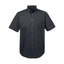Devon & Jones Men's Black Crown Collection Solid Broadcloth Short-Sleeve Shirt