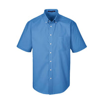 Devon & Jones Men's French Blue Crown Collection Solid Broadcloth Short-Sleeve Shirt