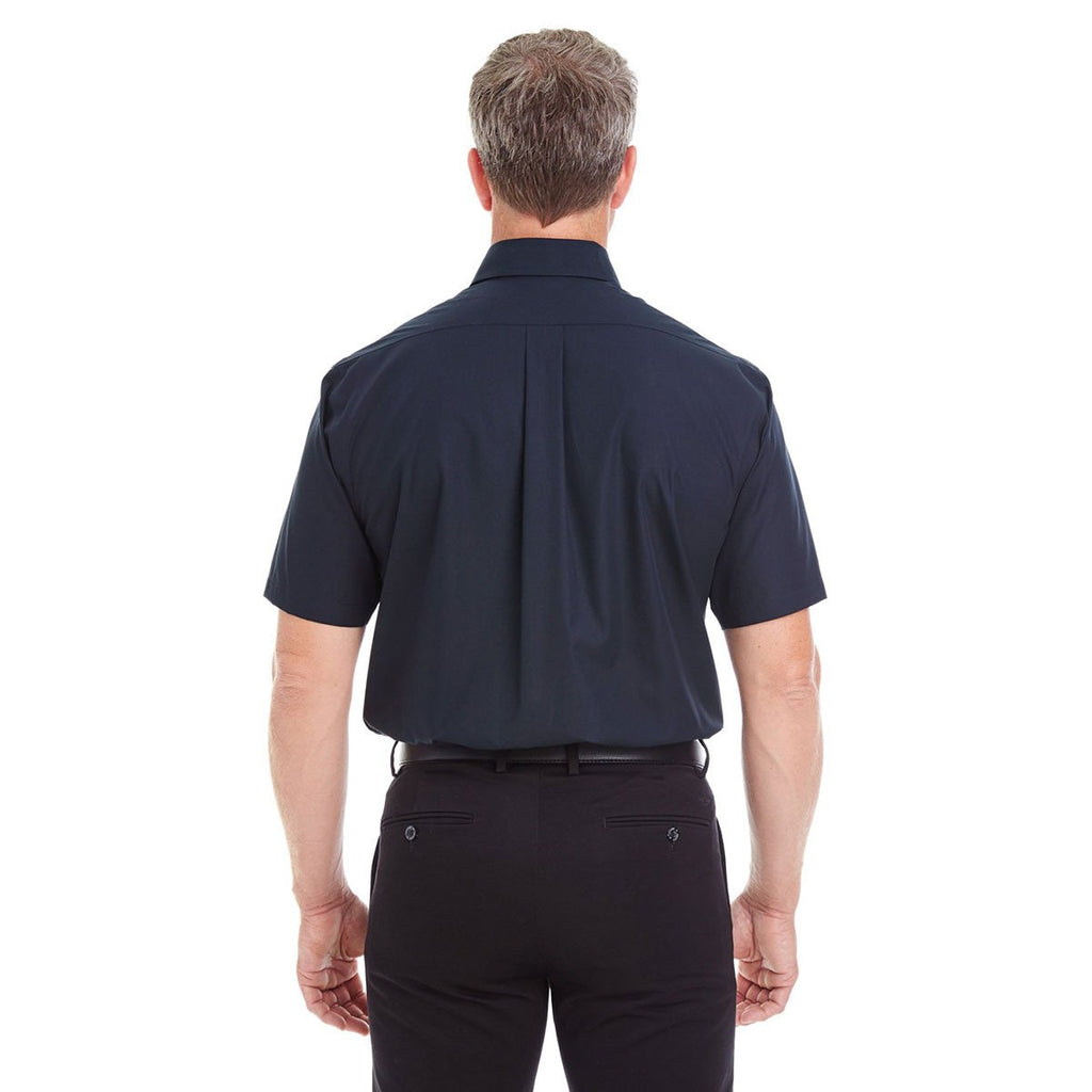 Devon & Jones Men's Navy Crown Collection Solid Broadcloth Short-Sleeve Shirt