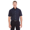 Devon & Jones Men's Navy Crown Collection Solid Broadcloth Short-Sleeve Shirt