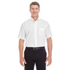 Devon & Jones Men's White Crown Collection Solid Broadcloth Short-Sleeve Shirt