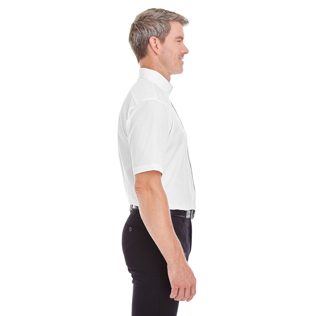 Devon & Jones Men's White Crown Collection Solid Broadcloth Short-Sleeve Shirt