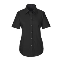 Devon & Jones Women's Black Crown Collection Solid Broadcloth Short-Sleeve Shirt