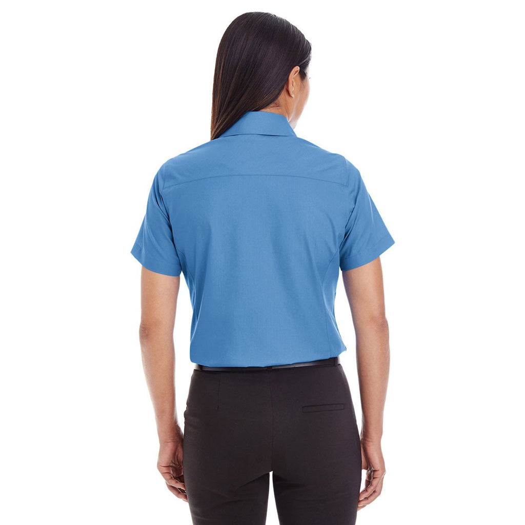 Devon & Jones Women's French Blue Crown Collection Solid Broadcloth Short-Sleeve Shirt