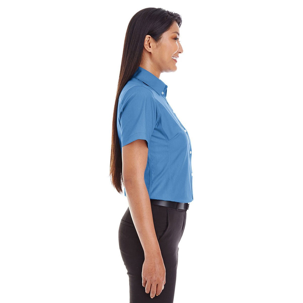 Devon & Jones Women's French Blue Crown Collection Solid Broadcloth Short-Sleeve Shirt