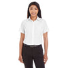Devon & Jones Women's White Crown Collection Solid Broadcloth Short-Sleeve Shirt