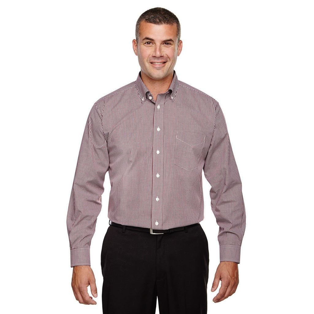 Devon & Jones Men's Burgundy Crown Collection Gingham Check