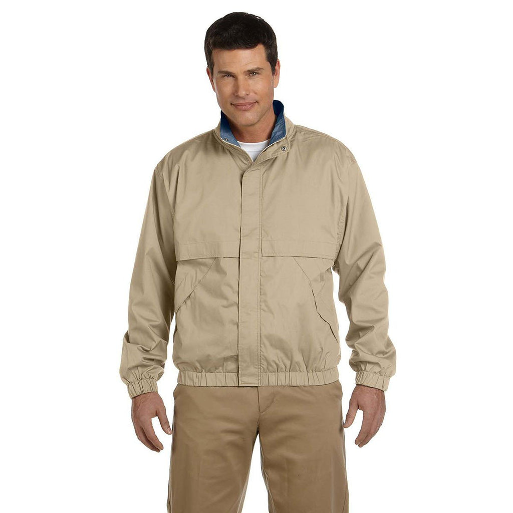 Devon & Jones Men's Khaki/Navy Clubhouse Jacket