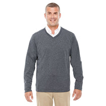 Devon & Jones Men's Dark Grey Heather Fairfield Herringbone V-Neck Pullover