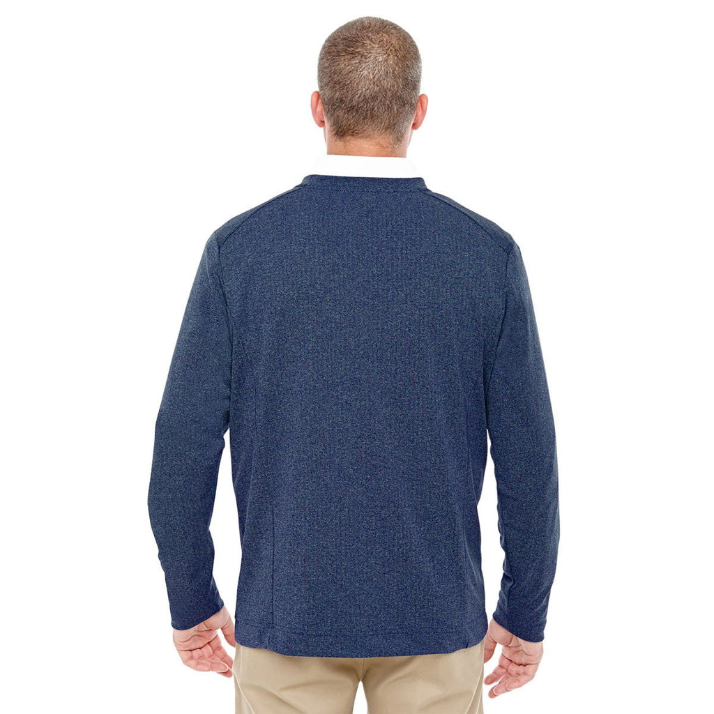 Devon & Jones Men's Navy Heather Fairfield Herringbone V-Neck Pullover
