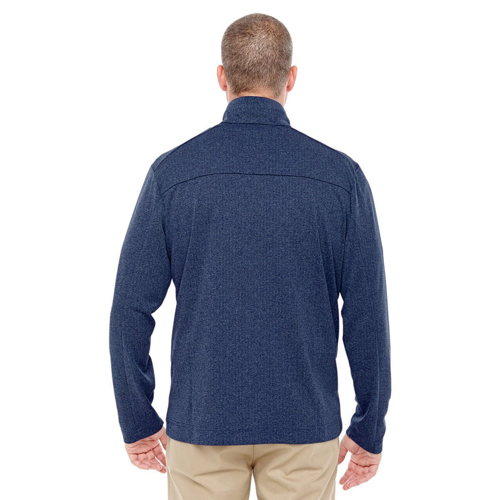 Devon & Jones Men's Navy Heather Fairfield Herringbone Full-Zip Jacket