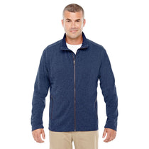Devon & Jones Men's Navy Heather Fairfield Herringbone Full-Zip Jacket