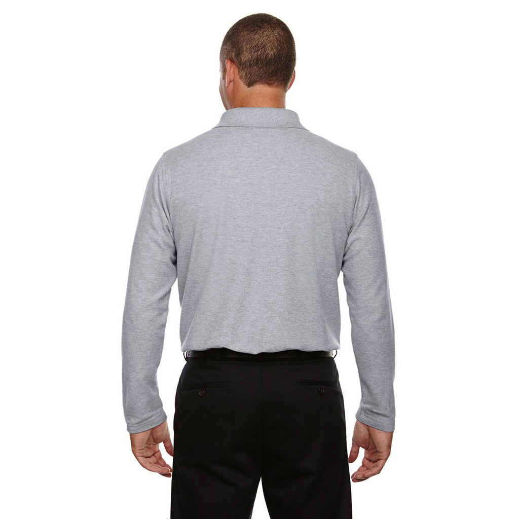 Devon & Jones Men's Grey Heather Drytec 20 Performance Long-Sleeve Polo