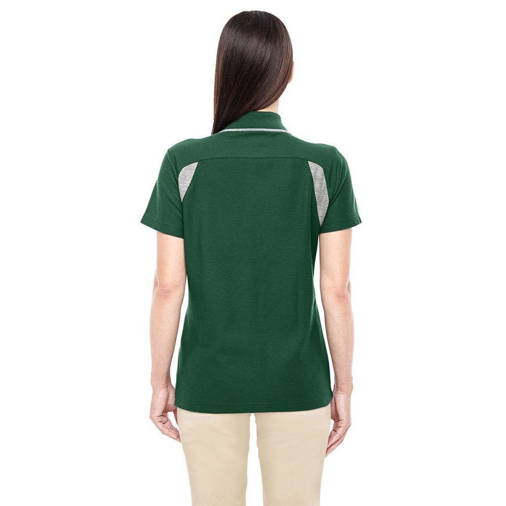 Devon & Jones Women's Forest/Grey Heather Drytec 20 Performance Colorblock Polo