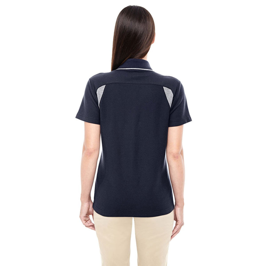 Devon & Jones Women's Navy/Grey Heather Drytec 20 Performance Colorblock Polo