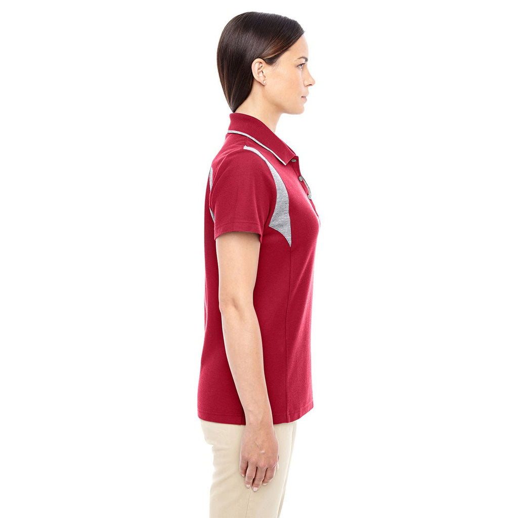 Devon & Jones Women's Red/Grey Heather Drytec 20 Performance Colorblock Polo