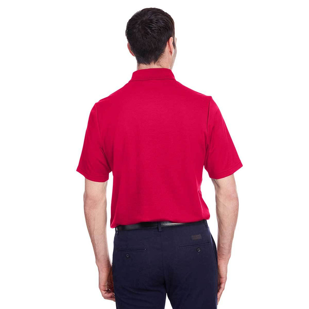 Devon & Jones Men's Red CrownLux Performance Plaited Polo with Pockets