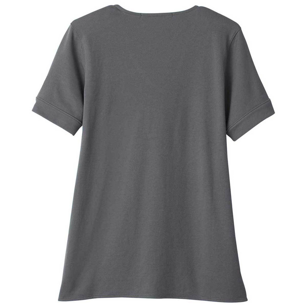 Devon & Jones Women's Graphite CrownLux Performance Plaited Rolled-Sleeve Top