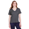 Devon & Jones Women's Graphite CrownLux Performance Plaited Rolled-Sleeve Top