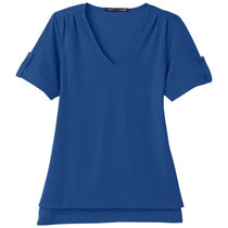 Devon & Jones Women's True Royal CrownLux Performance Plaited Rolled-Sleeve Top