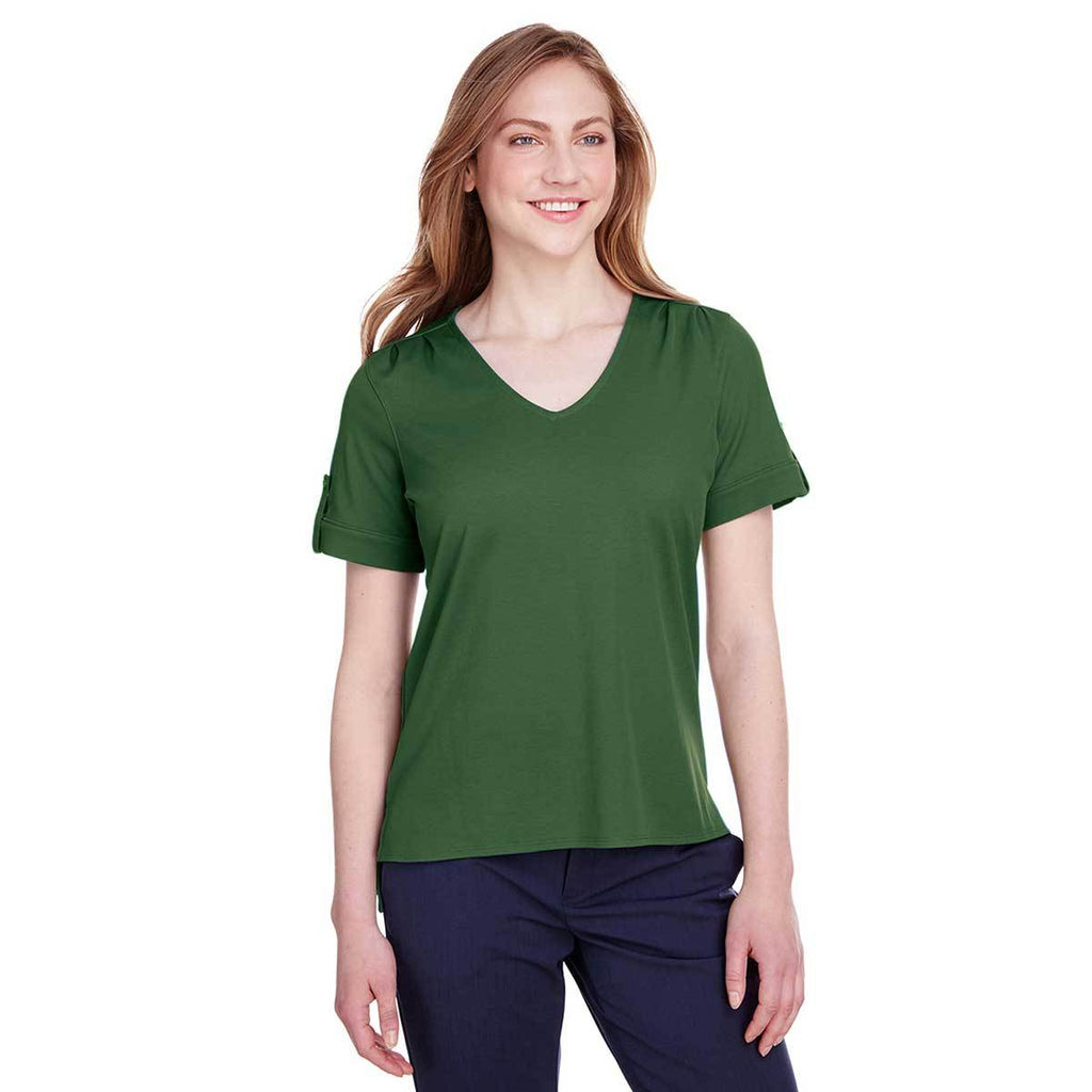 Devon & Jones Women's Forest CrownLux Performance Plaited Rolled-Sleeve Top