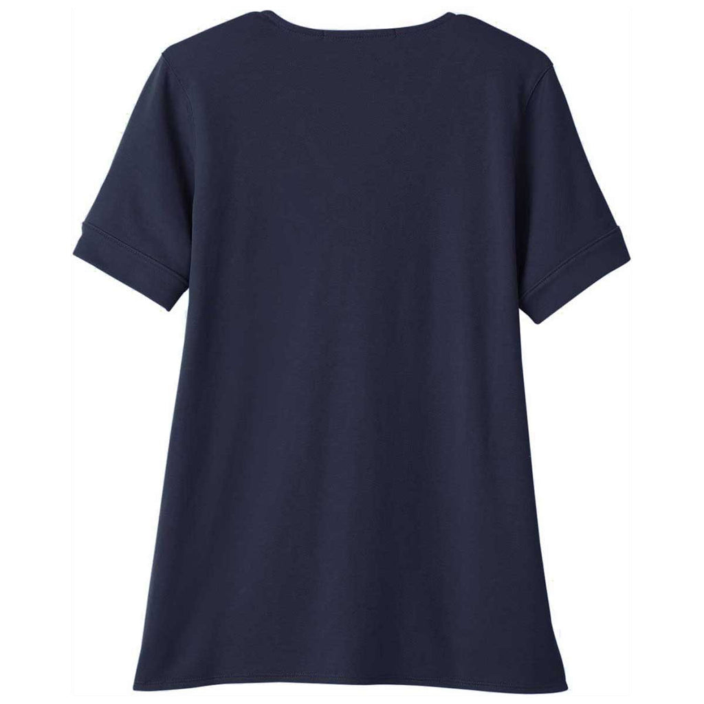 Devon & Jones Women's Navy CrownLux Performance Plaited Rolled-Sleeve Top
