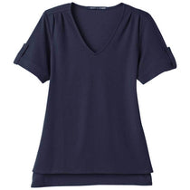 Devon & Jones Women's Navy CrownLux Performance Plaited Rolled-Sleeve Top