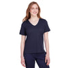 Devon & Jones Women's Navy CrownLux Performance Plaited Rolled-Sleeve Top