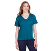 Devon & Jones Women's Dark Teal CrownLux Performance Plaited Rolled-Sleeve Top