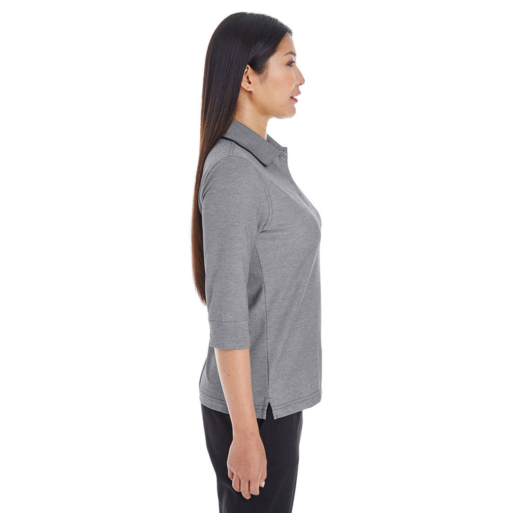 Devon & Jones Women's Dark Grey Heather Pima-Tech Oxford Pique Polo