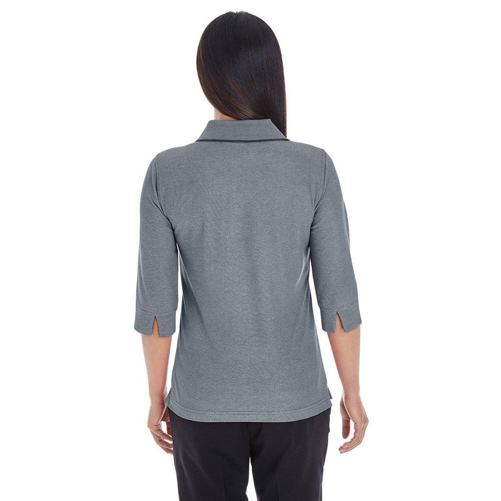 Devon & Jones Women's Navy Heather Pima-Tech Oxford Pique Polo