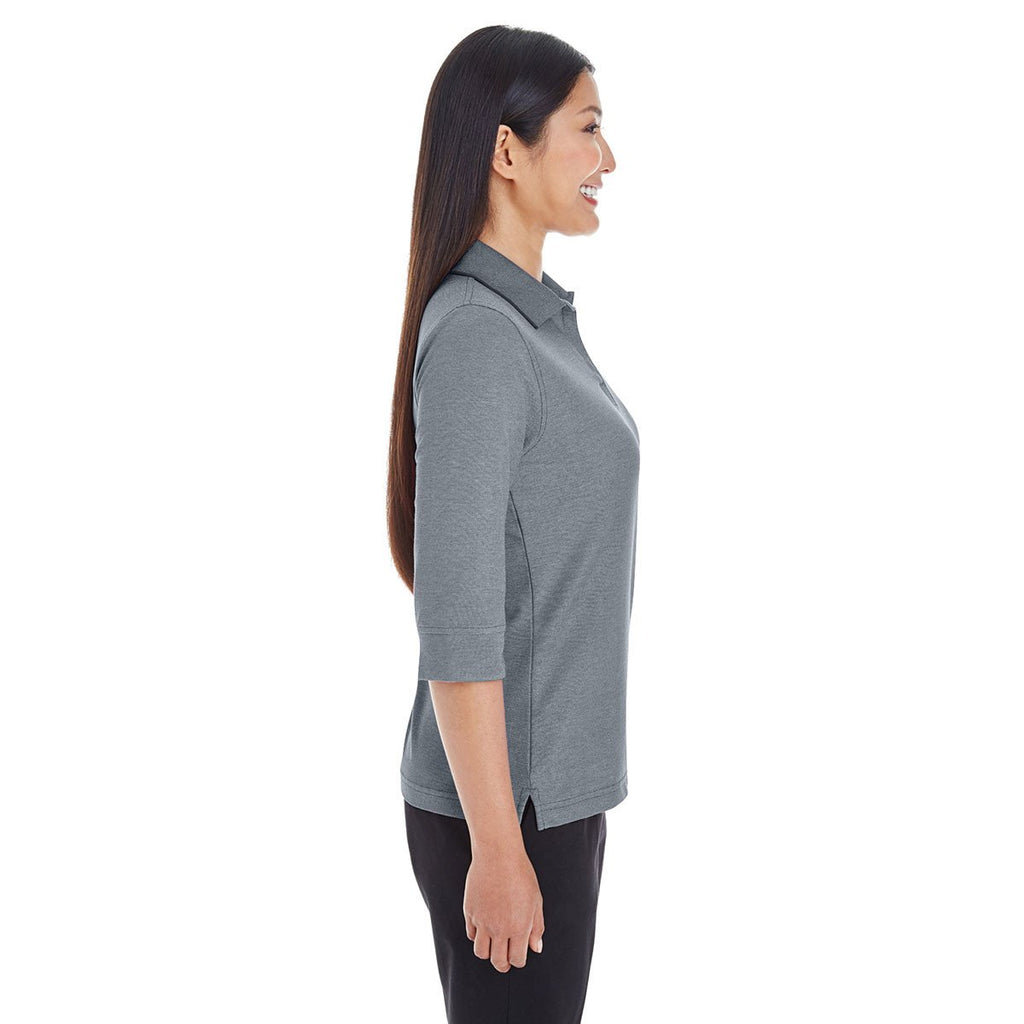 Devon & Jones Women's Navy Heather Pima-Tech Oxford Pique Polo