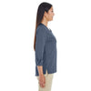 Devon & Jones Women's Navy Heather Central Cotton Blend Melange Knit Top