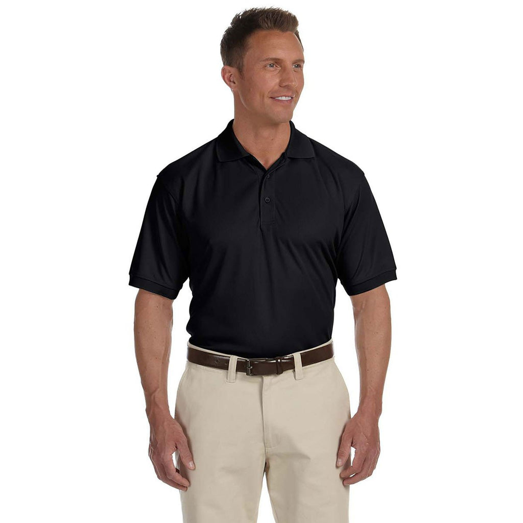 Devon & Jones Men's Black Dri-Fast Advantage Solid Mesh Polo