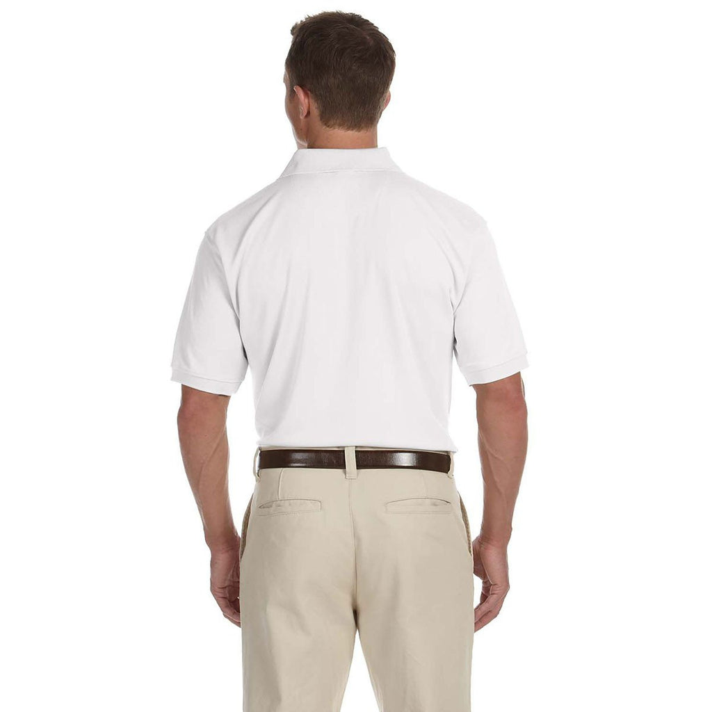 Devon & Jones Men's White Dri-Fast Advantage Solid Mesh Polo